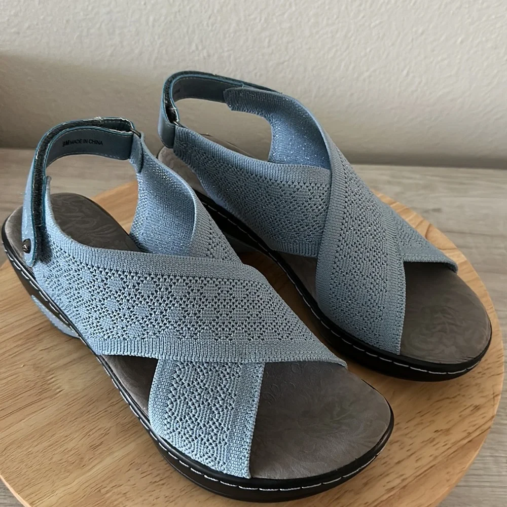 JBU by Jambu Alyssa Shimmer Knit Wedge Heel Sandal